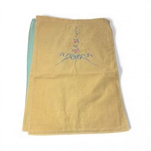 Embroidered Yellow & Green Table Linens Set of 3 Kitchen Towels Napkins